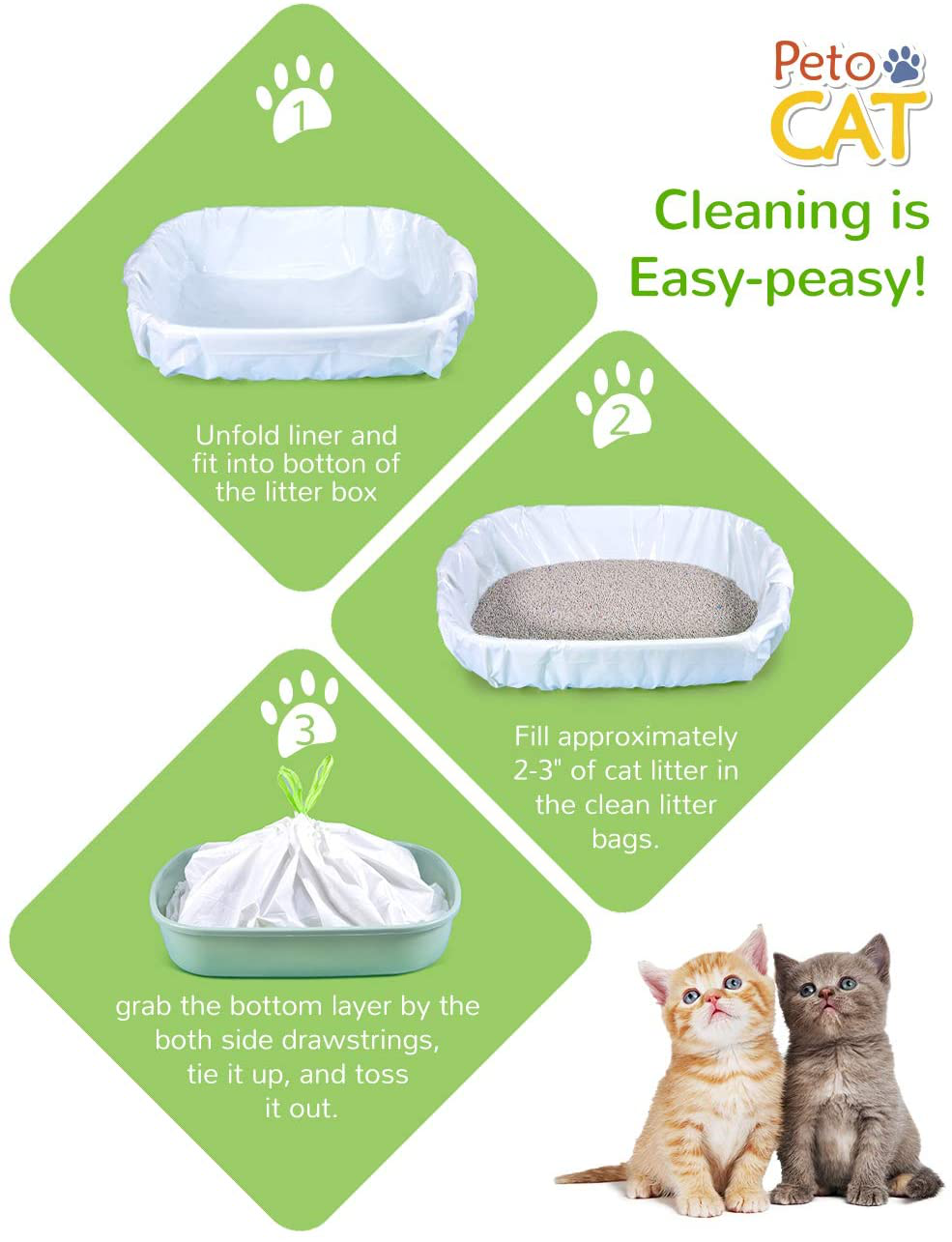 PETOCAT Litter Box Liners, 34 Count Jumbo Cat Litter Pan Liners, Drawstring Litter Liner Bags for Litter Box, Easy Clean Up. Thick Large Kitty Litter Liner XL, Eco Friendly Pet Cat Supplies(36" X 19") Animals & Pet Supplies > Pet Supplies > Cat Supplies > Cat Litter Box Liners PETOCAT   