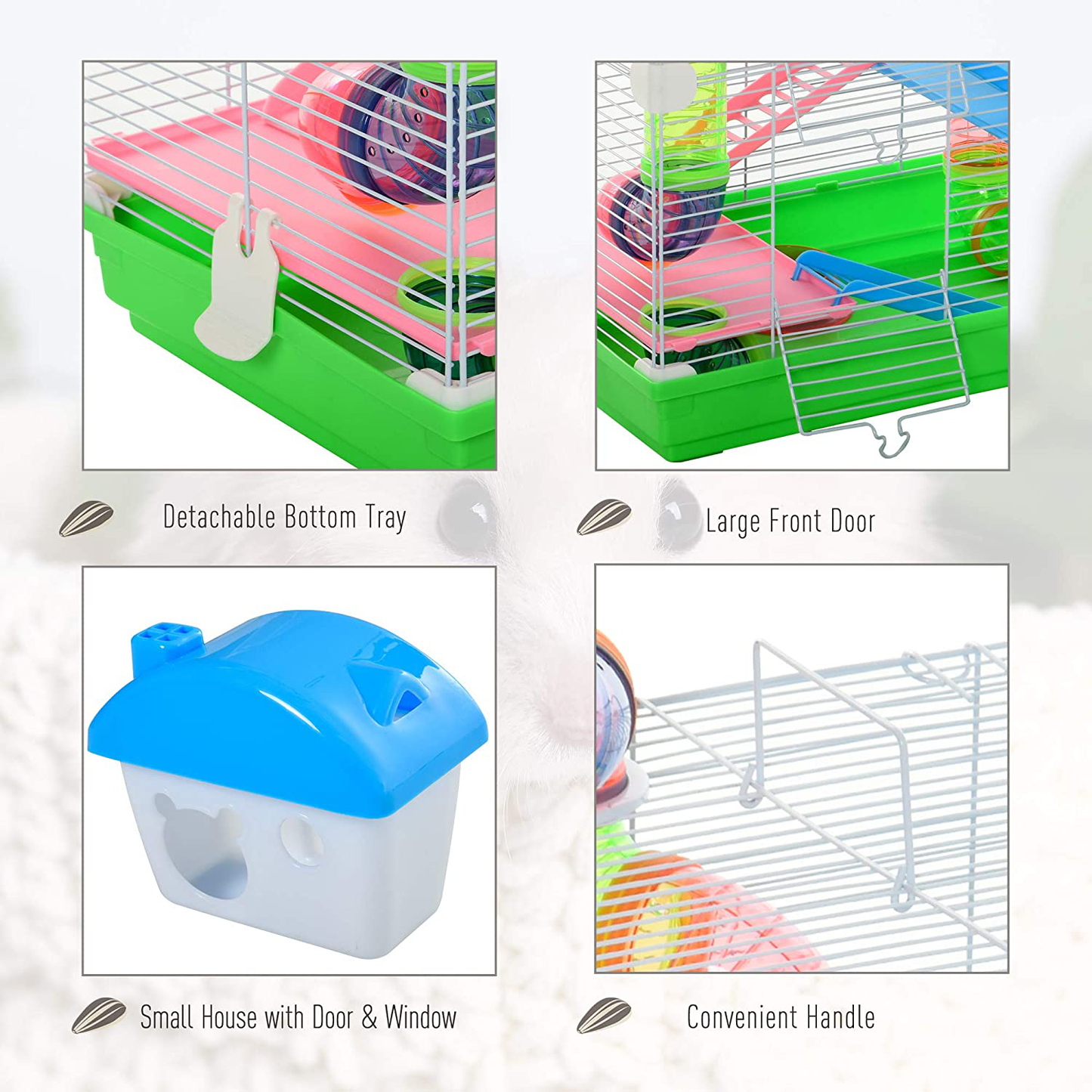 Pawhut 5-Tier Hamster Cage Gerbil Habitat Home Small Pet Animals House with Water Bottle, Food Dishes & Interior Ladder Animals & Pet Supplies > Pet Supplies > Small Animal Supplies > Small Animal Habitats & Cages PawHut   