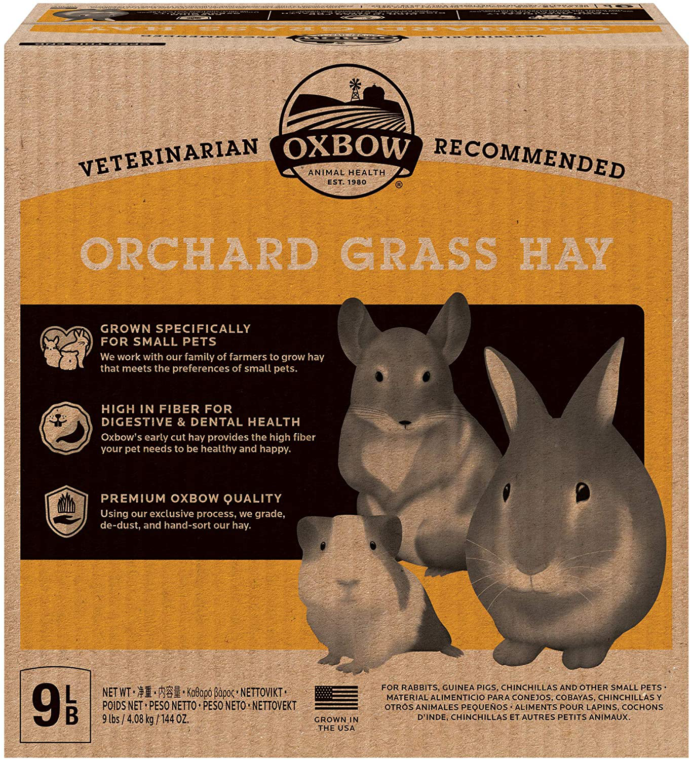 Oxbow Animal Health Orchard Grass Hay - All Natural Grass Hay for Chinchillas, Rabbits, Guinea Pigs, Hamsters & Gerbils Animals & Pet Supplies > Pet Supplies > Small Animal Supplies > Small Animal Food Oxbow 9 Pound (Pack of 1)  