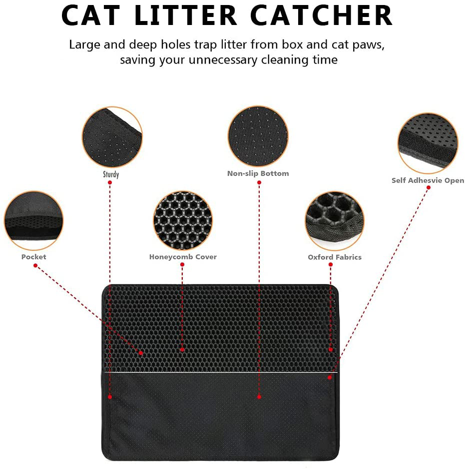 Pudi Pet Cat Litter Mat Double Layer Litter Cat Bed Pads Honeycomb Design, Urine and Water Proof Material Easier to Clean Animals & Pet Supplies > Pet Supplies > Cat Supplies > Cat Litter Box Mats Pudi   