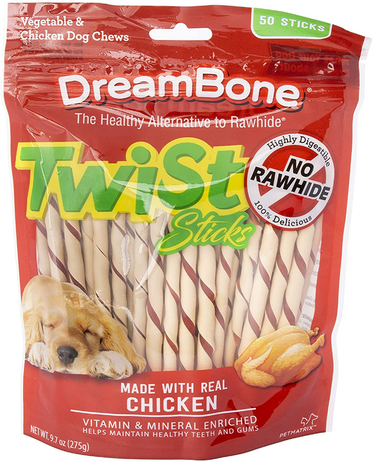 Dreambone Dreambone Twist Sticks Animals & Pet Supplies > Pet Supplies > Dog Supplies > Dog Treats DreamBone Chicken 50 Count (Pack of 1) 