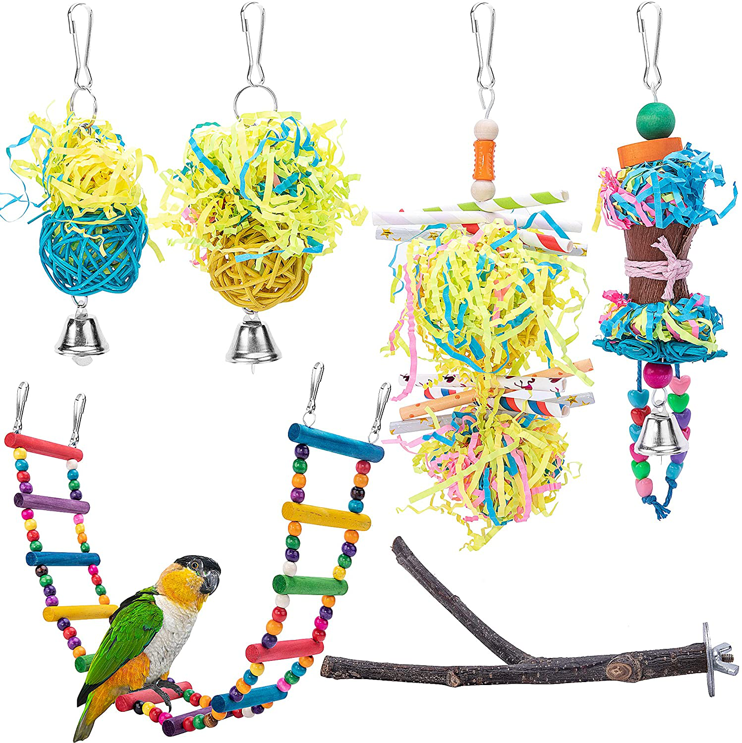 Deloky 6PCS Bird Shredding Toys Bird-Parakeet Chewing Toys Parrot Shredder Toys Bird Foraging Toys-Bird Cage Accessories for Small Medium Parrots Lovebird Cockatiel Conure African Grey Animals & Pet Supplies > Pet Supplies > Bird Supplies > Bird Toys Deloky   