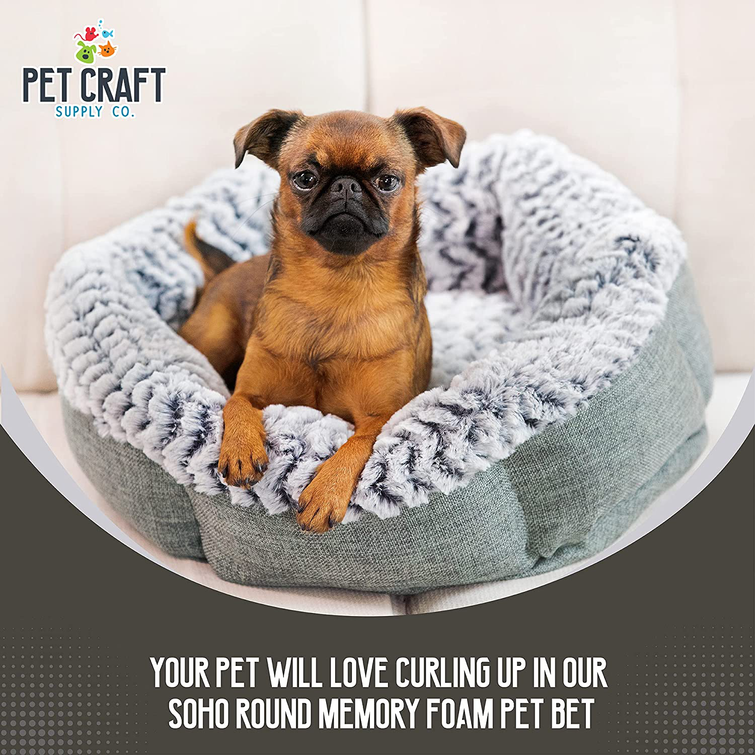 Pet Craft Supply Soho round Dog Bed for Small Dogs - Cat Bed for Indoor Cats | Ultra Soft Plush | Memory Foam | Machine Washable | Puppy Bed | Pet Bed | Calming Cat Bed | Calming Bed for Dogs Animals & Pet Supplies > Pet Supplies > Dog Supplies > Dog Beds Pet Craft Supply   