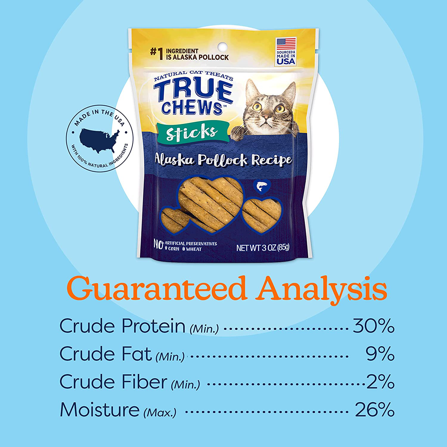 True Chews Cat Sticks Alaska Pollock Recipe 3Oz Animals & Pet Supplies > Pet Supplies > Cat Supplies > Cat Treats True Chews   