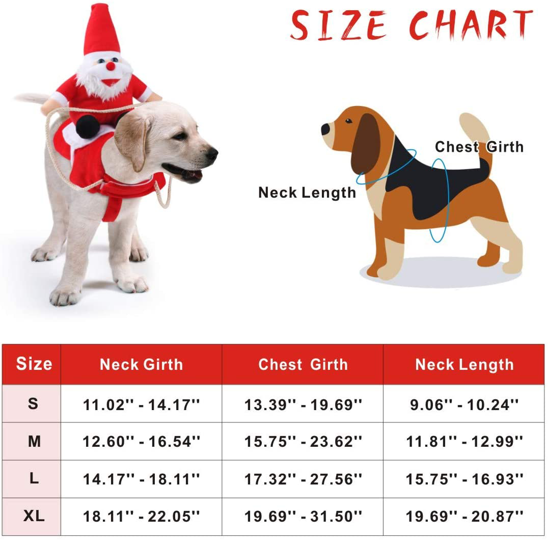 Idepet Dog Santa Claus Riding Christmas Costume Funny Pet Cowboy Rider Horse Designed Dogs Cats Clothes Apparel Party Dress up Clothing Christmas Halloween (L)