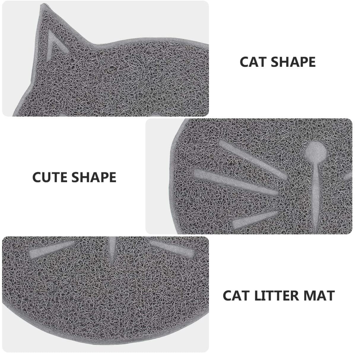 POPETPOP Pet Cat Litter Mat Non Slip Litter Tracking Mat Traps Litter from Box and Cats Easy Clean for Kitty Kitten Supplies 38X38CM Black Animals & Pet Supplies > Pet Supplies > Cat Supplies > Cat Litter Box Mats POPETPOP   