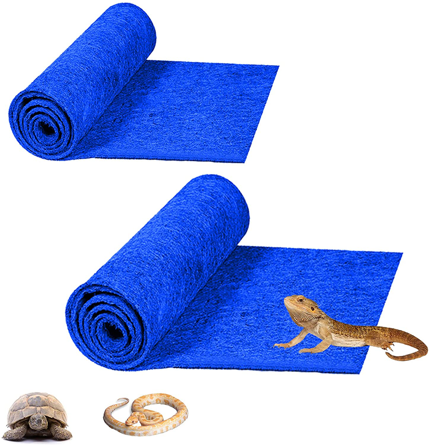 HERCOCCI 2 Pack Reptile Carpet, 39’’ X 20’’ Terrarium Bedding Substrate Liner Reptile Cage Mat Supplies for Bearded Dragon Lizard Tortoise Leopard Gecko Snake Animals & Pet Supplies > Pet Supplies > Reptile & Amphibian Supplies > Reptile & Amphibian Substrates HERCOCCI Blue  