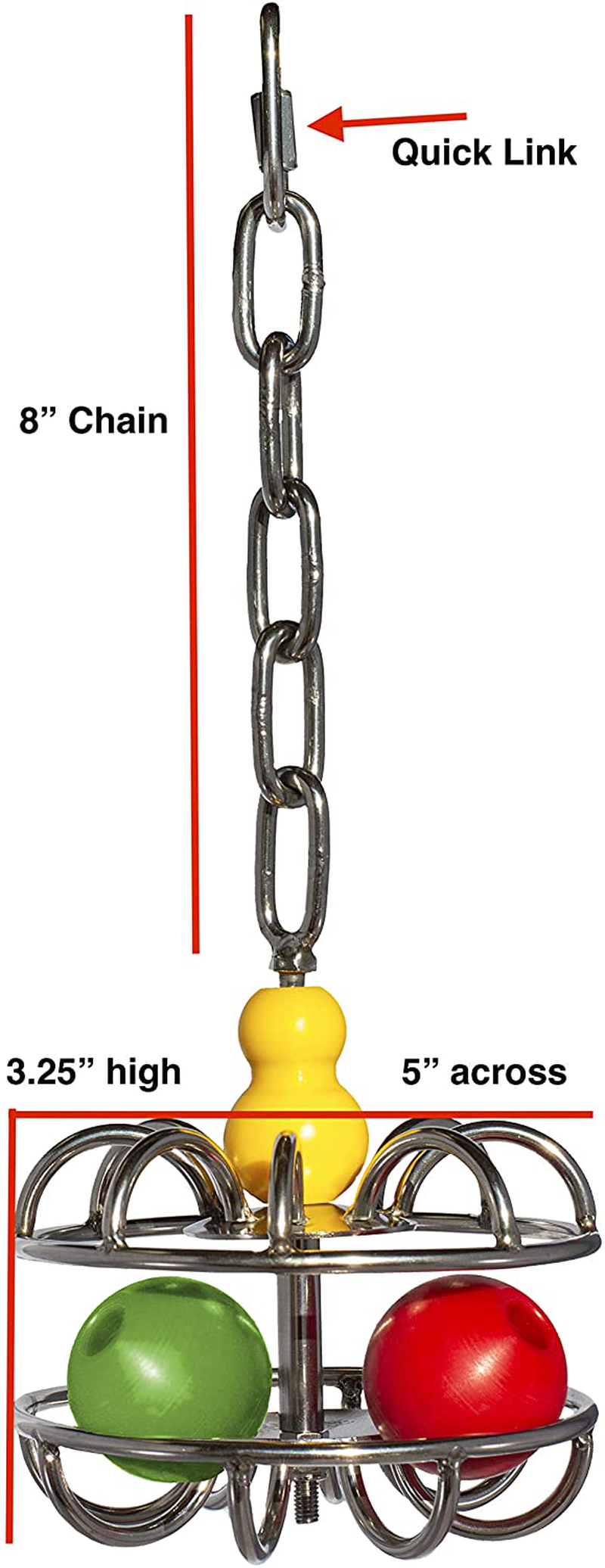 Busy Bird | Impossi-Ball Foraging Bird Toy with Hanging Chain, Quick Link and Treat Compartments - 100% Metal, Ultimate Brain Teaser and Mind Game for Medium to Extra Large Birds Animals & Pet Supplies > Pet Supplies > Bird Supplies > Bird Toys Busy bird for birds that like to screw around   