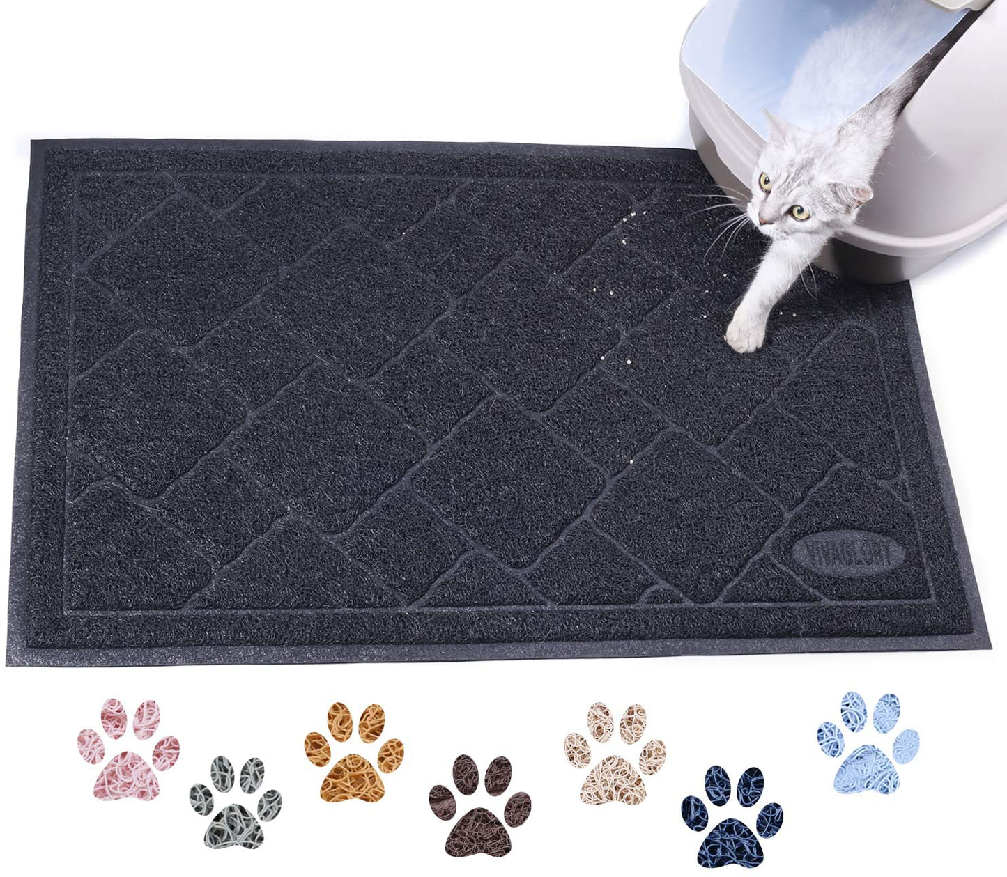 Vivaglory Cat Litter Mat, Extra Large (35"×23") Durable Litter Box Mat with Waterproof and Anti-Slip Back, Soft on Paws, Easy to Clean Animals & Pet Supplies > Pet Supplies > Cat Supplies > Cat Litter Box Mats Vivaglory Black Chic Pattern 