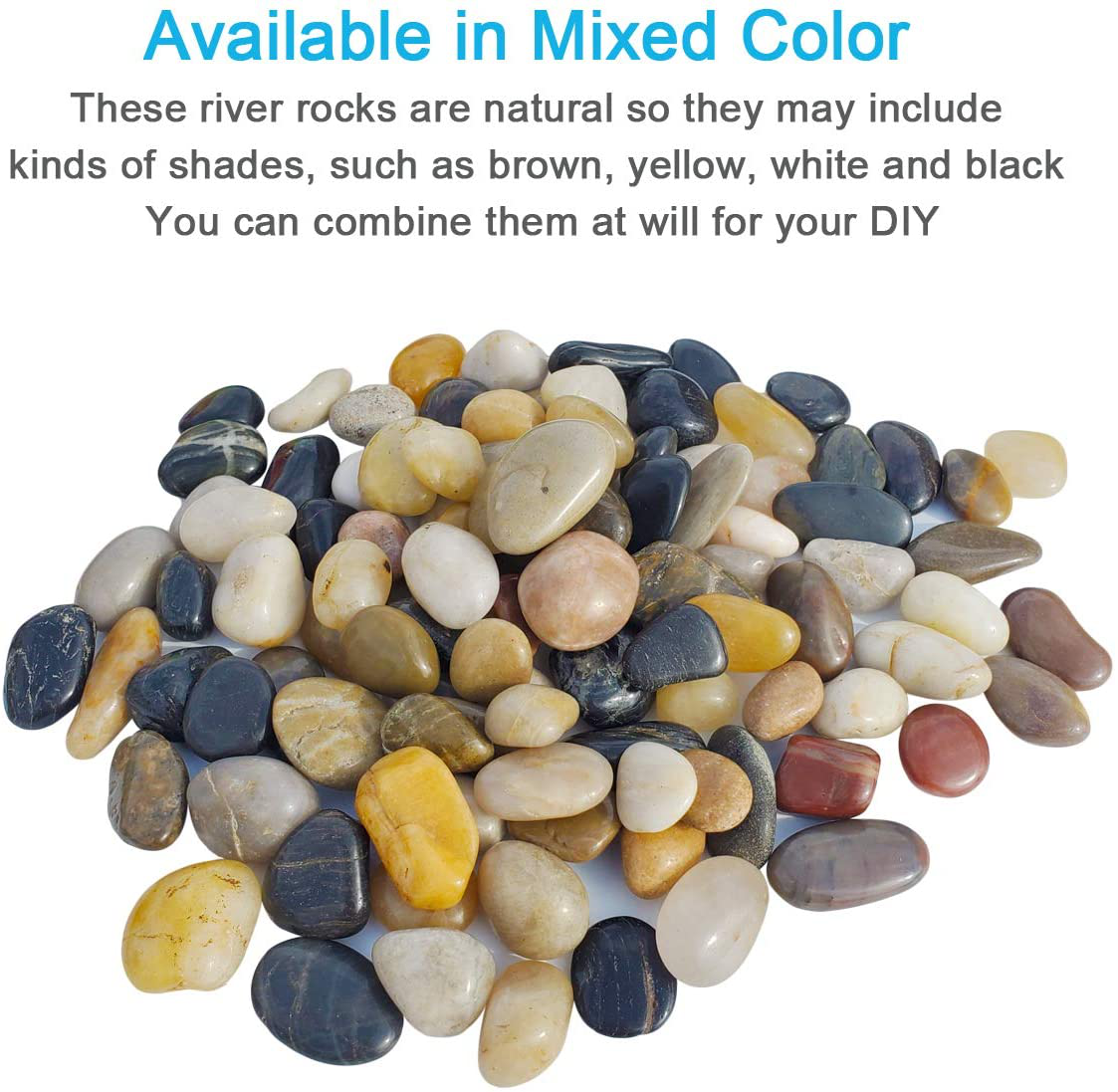 Gravel Pebbles, Mix Colored Stones, Plants Decor, Fish Tank Rocks
