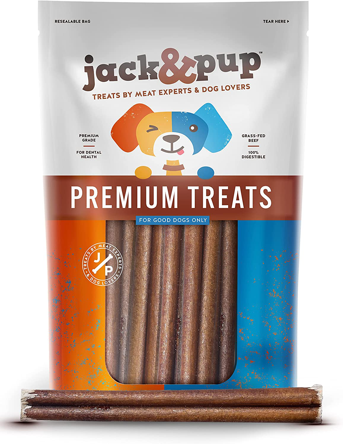 Jack&Pup Premium 6 Inch Thick Bully Sticks for Medium Dogs, Dog Bully Sticks for Small Dogs -6" Bully Sticks for Puppies Natural Bully Sticks Odor Free Long Lasting Dog Chews, Beef Bully Stick (5 Pk) Animals & Pet Supplies > Pet Supplies > Dog Supplies > Dog Treats Jack & Pup   