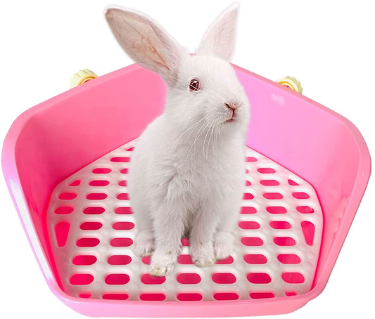 Kathson Rabbit Litter Box, Small Animal Potty Trainer Corner Pet Toilet Litter Bedding Box Pan for Guinea Pig, Hamster, Bunny, Ferrets, Mouse Animals & Pet Supplies > Pet Supplies > Small Animal Supplies > Small Animal Bedding kathson Pink  