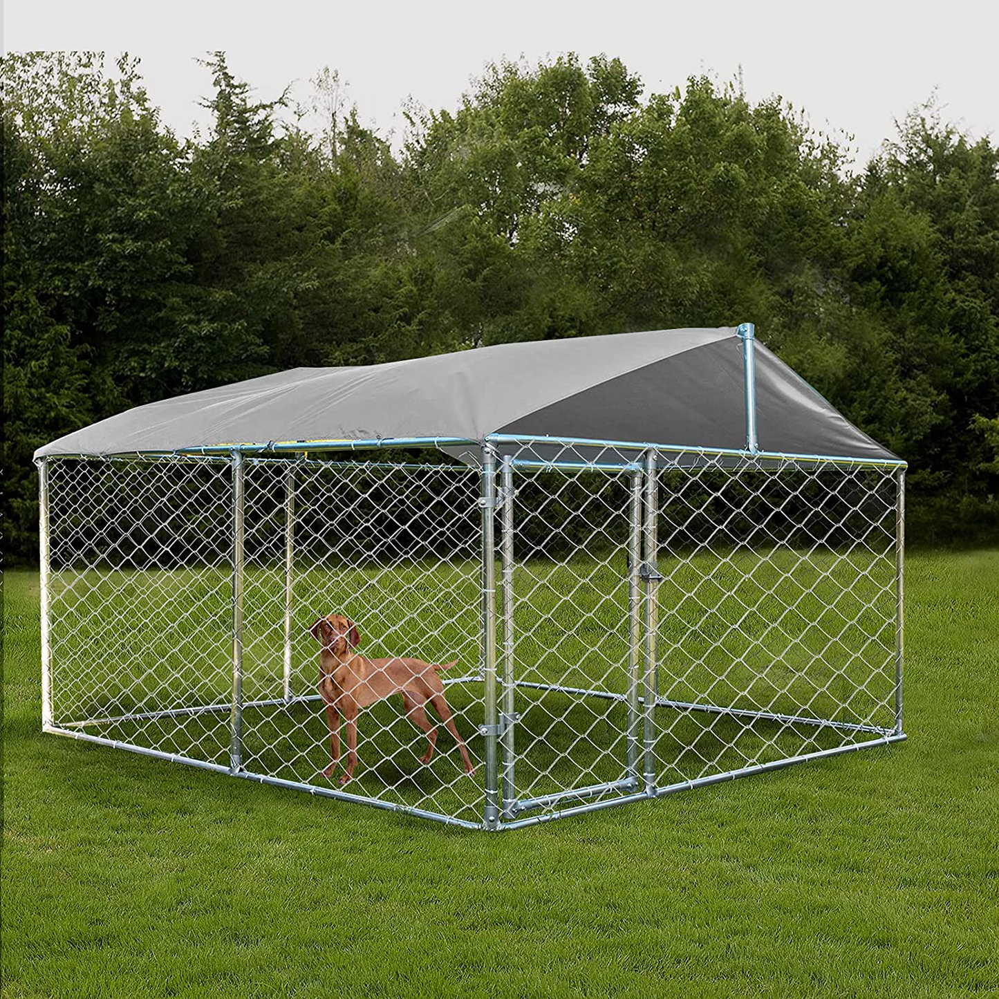 MAGIC UNION outside Dog Kennels Playpen for Dogs Outdoor Dog Fence with Water-Roof Cover for Backyard Dog Run House