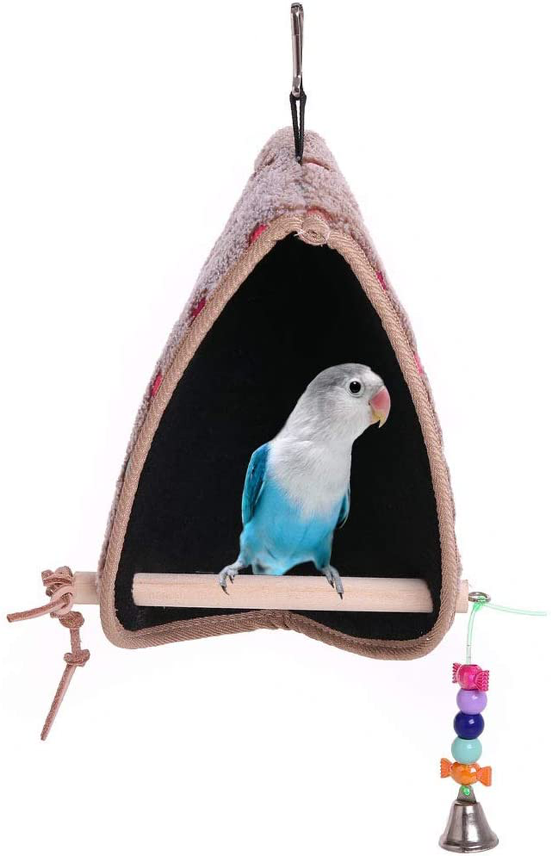 QBLEEV Bird Winter Plush Hut Tent Nest Stand Parrot Bed Sleep Parakeet Cage Cave Cockatiel Birdcage Hanging Decor Perch Ladder Habitat Winter Warm Birdhouse for Small Animals Conure Cockatoo Finch Animals & Pet Supplies > Pet Supplies > Bird Supplies > Bird Ladders & Perches QBLEEV   