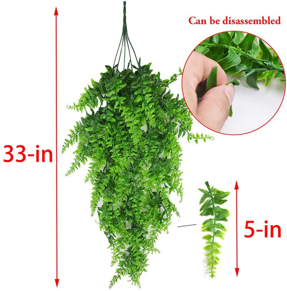 PINVNBY Reptile Plants Hanging Fake Vines Boston Climbing Terrarium Plant with Suction Cup for Bearded Dragons Lizards Geckos Snake Pets Hermit Crab and Tank Habitat Decorations