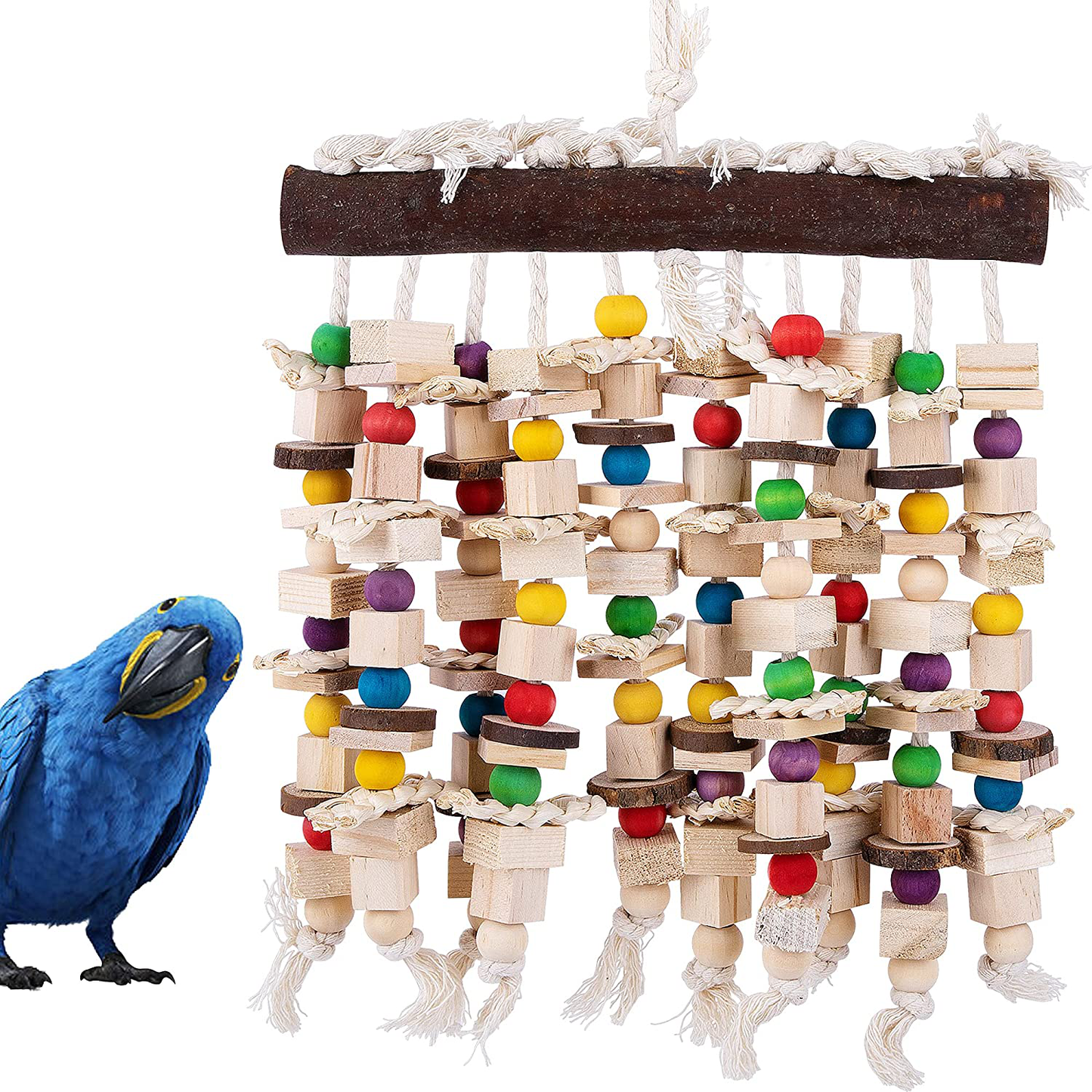 Deloky Large Bird Parrot Chewing Toy - Multicolored Natural Wooden Blocks Bird Parrot Tearing Toys Suggested for Large Macaws Cokatoos,African Grey and a Variety of Amazon Parrots Animals & Pet Supplies > Pet Supplies > Bird Supplies > Bird Toys Deloky Natural  