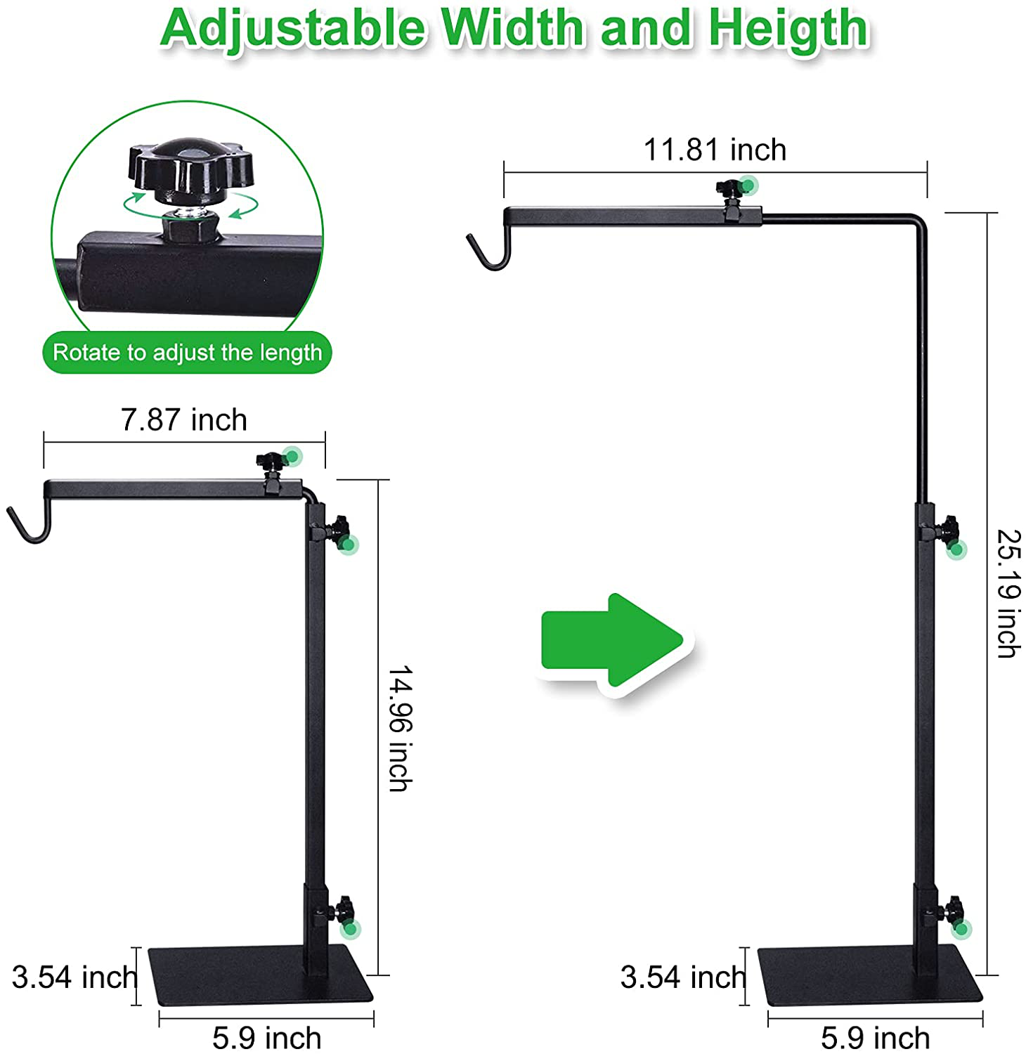 LISINAN Adjustable Reptile Terrarium Heat Lamp Stand,Metal Reptile Lamp Holder Bracket with Turtle Tank Light Fixture Accessories,Used for Lizards Snakes Amphibians Tortoise Habitat(M, 11.81"X25.19") Animals & Pet Supplies > Pet Supplies > Reptile & Amphibian Supplies > Reptile & Amphibian Habitat Accessories LISINAN   