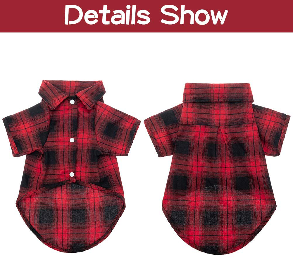 EXPAWLORER Plaid Dog Shirt - Classical Plaid Brushed Cold Weather Pet Clothes, Christmas Dog Sweater for Small Medium Large Dogs Animals & Pet Supplies > Pet Supplies > Dog Supplies > Dog Apparel EXPAWLORER   