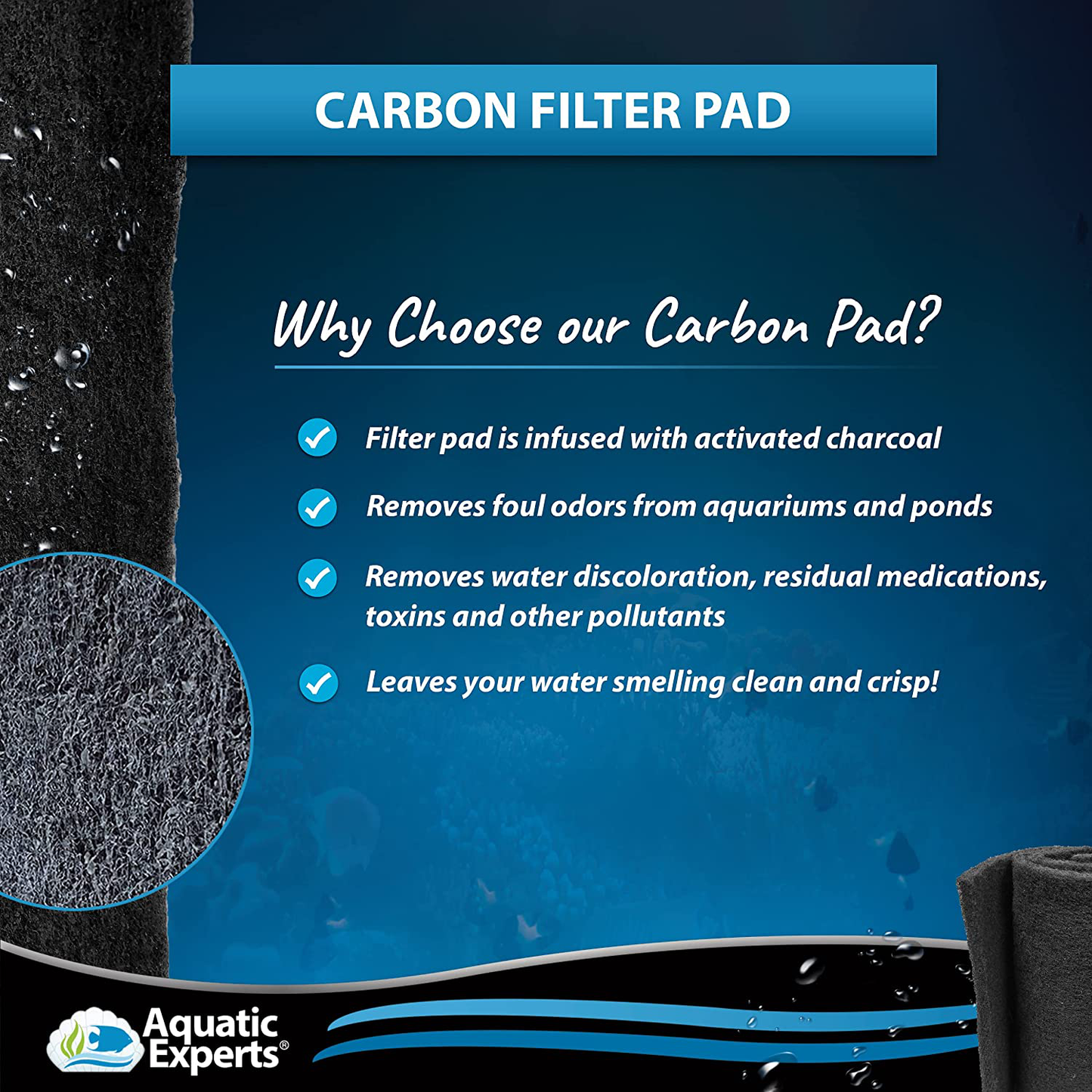 Aquarium Carbon Pad - Cut to Fit Carbon Infused Filter Pad Media for Crystal Clear Fish Tank and Ponds Animals & Pet Supplies > Pet Supplies > Fish Supplies > Aquarium Filters Aquatic Experts   