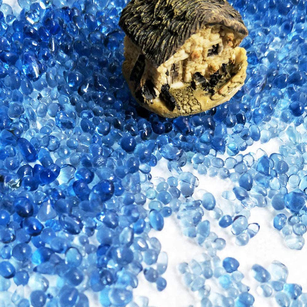 KISEER Clear Aquarium Glass Stone Bulk 1 LB Sea Glass Beads Gems Marbles Pebbles Gravel Rock for Aquarium, Fish Tank, Garden, Vase Fillers, Succulent Plants Decor (Sea Blue) Animals & Pet Supplies > Pet Supplies > Fish Supplies > Aquarium Gravel & Substrates KISEER   