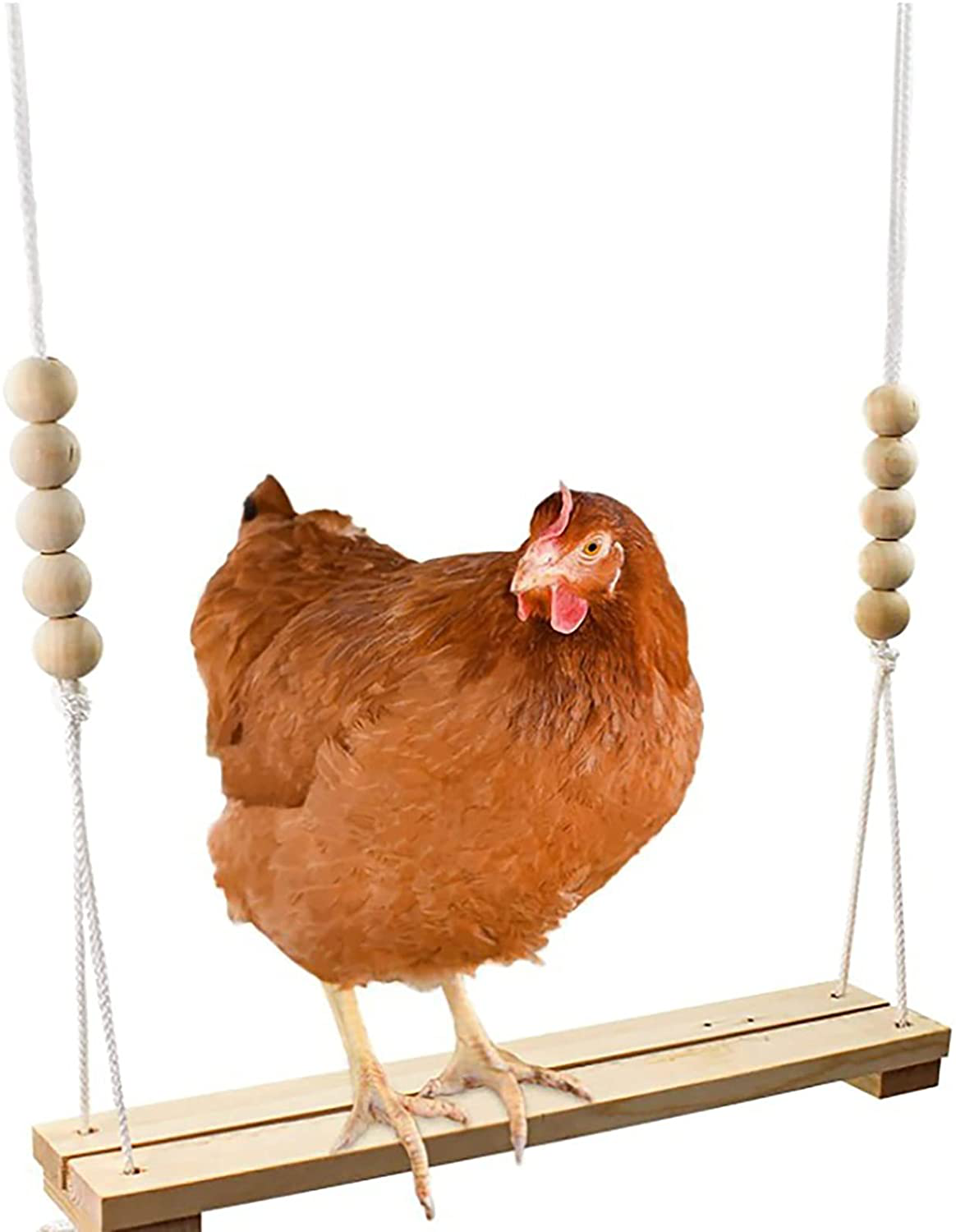 Besimple Chicken Swing Toy, Chicken Perch Ladder with Natural Wooden, Handmade Chicken Coop Swing Ladder Toy Wood Stand for Poultry Run Rooster Hens Chicks Bird Pet Parrots Macaw Animals & Pet Supplies > Pet Supplies > Bird Supplies > Bird Ladders & Perches Besimple   