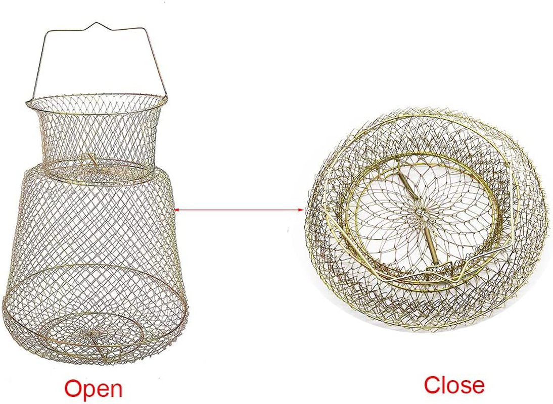 NA Collapsible Fish Crab Basket Bag Galvanized Wire Fish Crab Basket Fshing Net Cage Size: 9.8"X13.8"/11.8"X15.4" Animals & Pet Supplies > Pet Supplies > Fish Supplies > Aquarium Fish Nets N\\A   