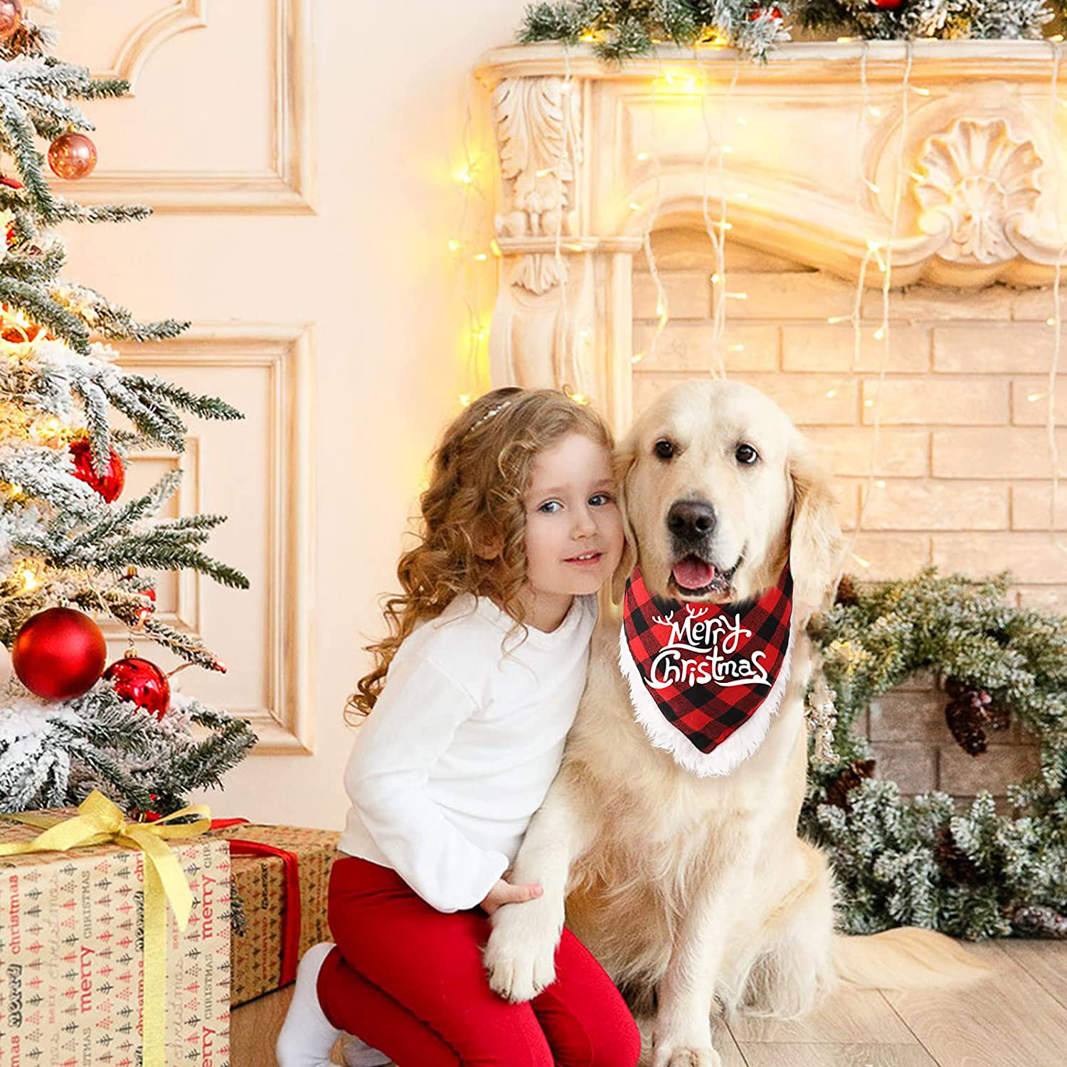  Malier 2 Pack Dog Bandana Christmas Classic Buffalo