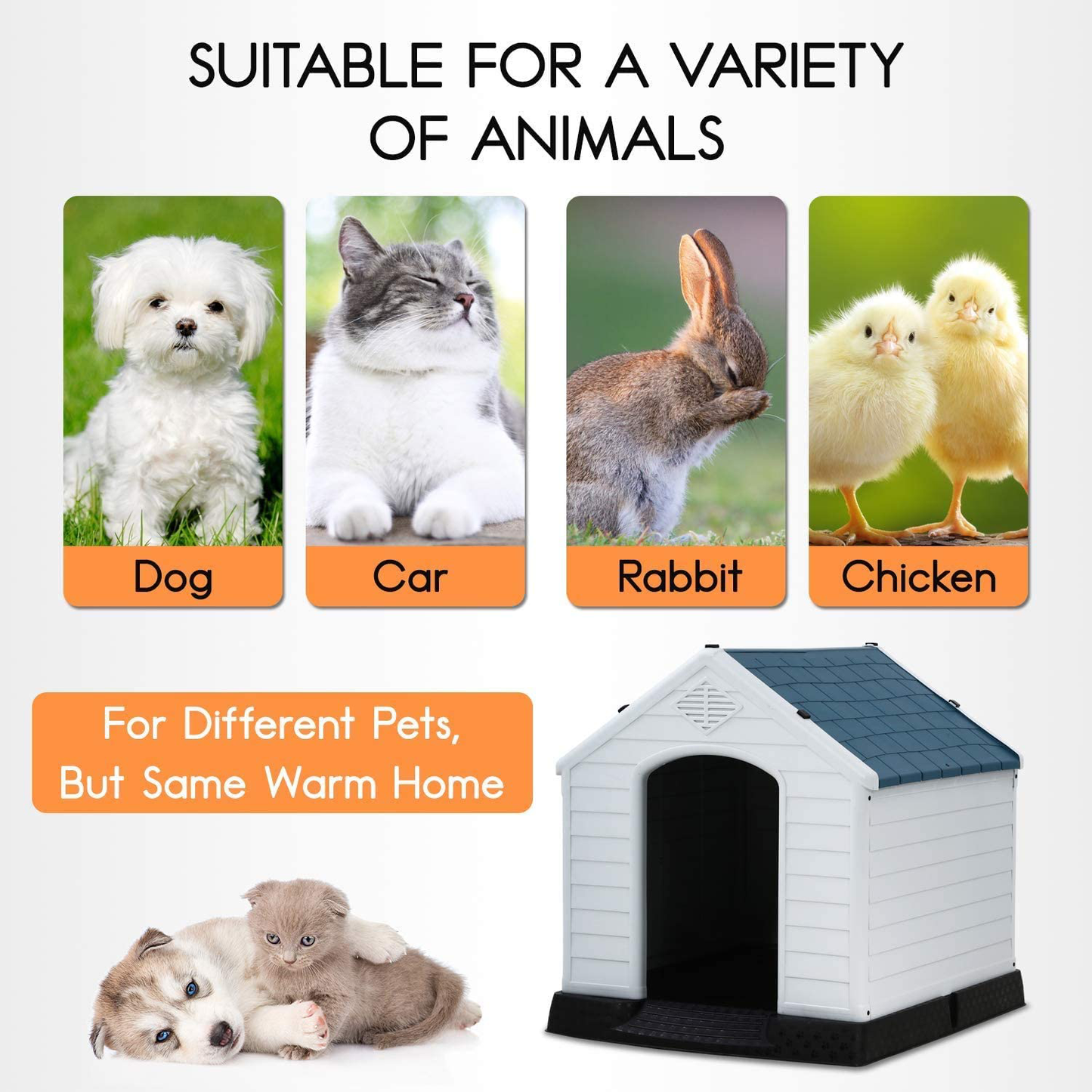 Dog House Doghouse House for Large Dog Large Dog House Dog Houses for Large Dogs Small Dog House Pet House Dog House Outdoor All Weather Dog House, with Base Support for Winter Tough Durable House