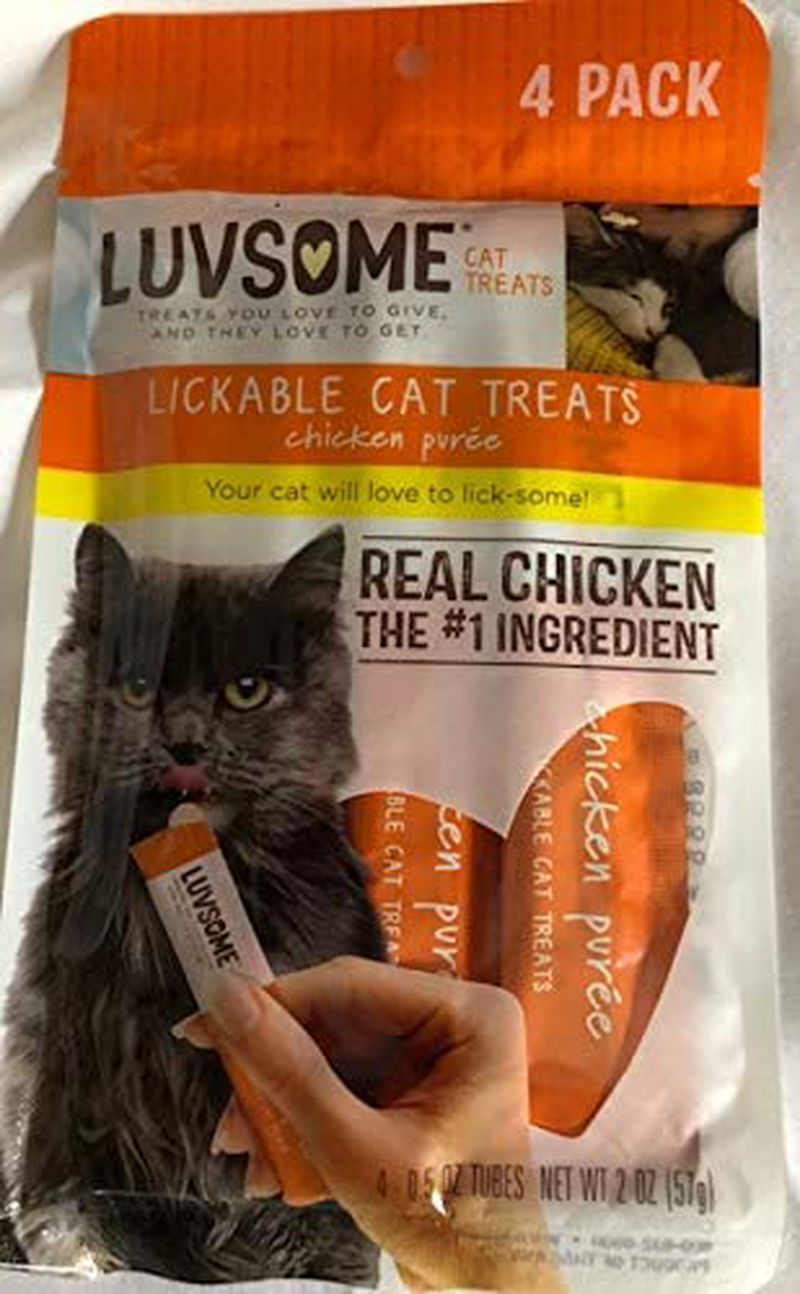 Luvsome Lickable Cat Treats Chicken Puree` (1) Pack with 4 Individual Tubes 0.5Ounce Animals & Pet Supplies > Pet Supplies > Cat Supplies > Cat Treats Luvsome   