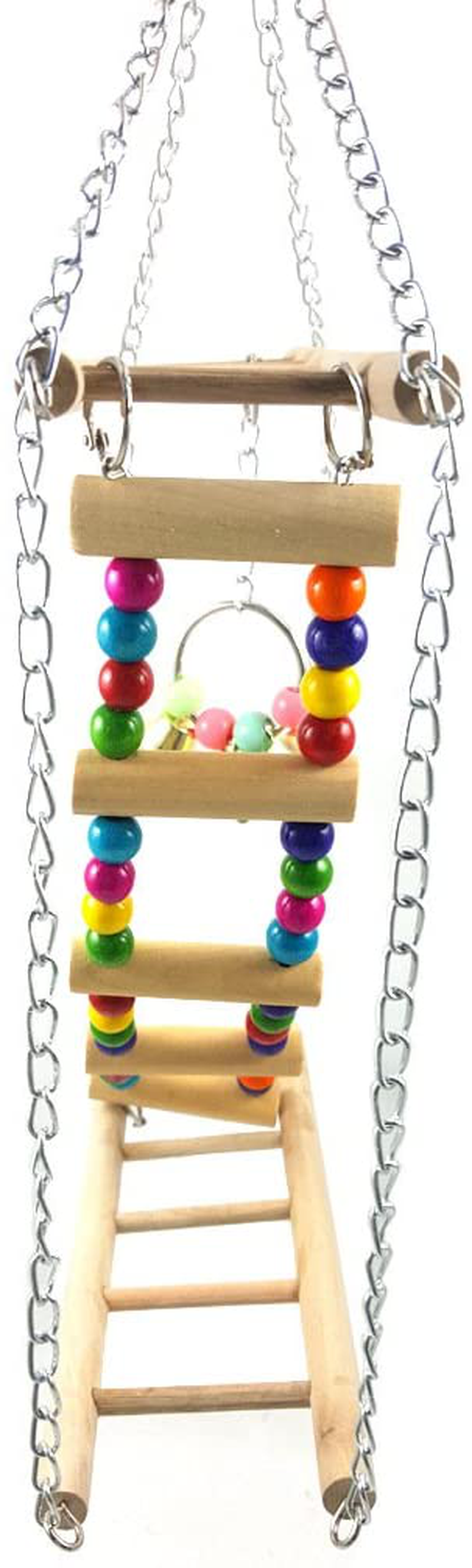 Hypeety Bird Wood Double Perch Ladder Puzzle Toy Luxury Bendable Ladder for Small Parakeets Cockatiels Conures Macaws Parrots Love Birds Finches Swing Perch Sets Toys