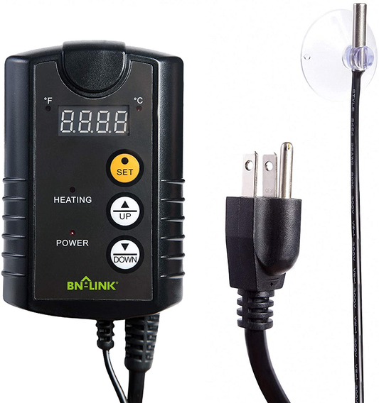 BN-LINK Digital Heat Mat Thermostat Controller for Seed Germination, Reptiles and Brewing Breeding Incubation Greenhouse, 40-108°F, 8.3A 1000W ETL Listed Animals & Pet Supplies > Pet Supplies > Reptile & Amphibian Supplies > Reptile & Amphibian Habitat Heating & Lighting BN-LINK   