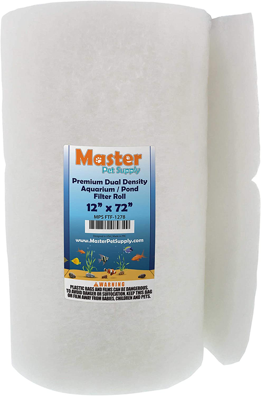 Master Pet Supply Premium Dual Density Aquarium Filter Pad Roll, Cut to Fit 12" by 72" Filtration Media for Freshwater, Saltwater Aquariums, Koi Ponds, Fish Reef Tank, Terrariums - Crystal Clear Water Animals & Pet Supplies > Pet Supplies > Fish Supplies > Aquarium Filters Master Pet Supply   