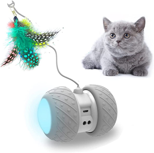 Petdroid Boltz Robotic Cat Toy Interactive,Attached with Feathers/Birds/Mouse Toys for Cats/Kitten,Large Capacity Battery/All Floors Available