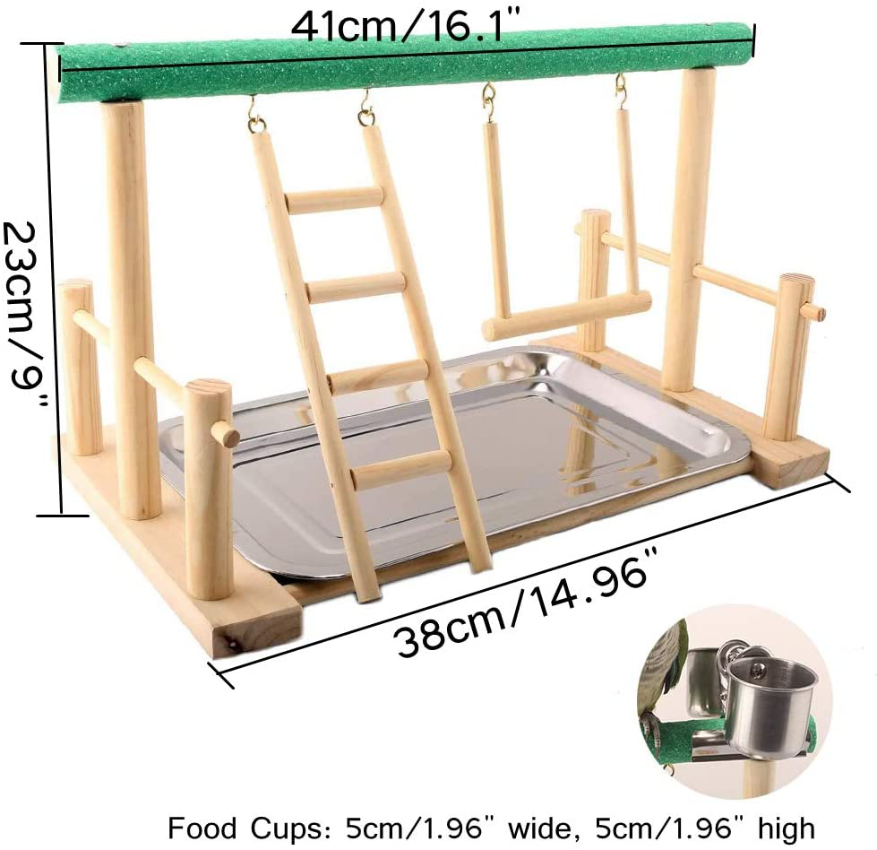 QBLEEV Parrots Playstand Bird Playground Wood Perch Gym Stand Playpen Ladder with Toys Exercise Playgym for Conure Lovebirds Animals & Pet Supplies > Pet Supplies > Bird Supplies > Bird Cages & Stands QBLEEV   