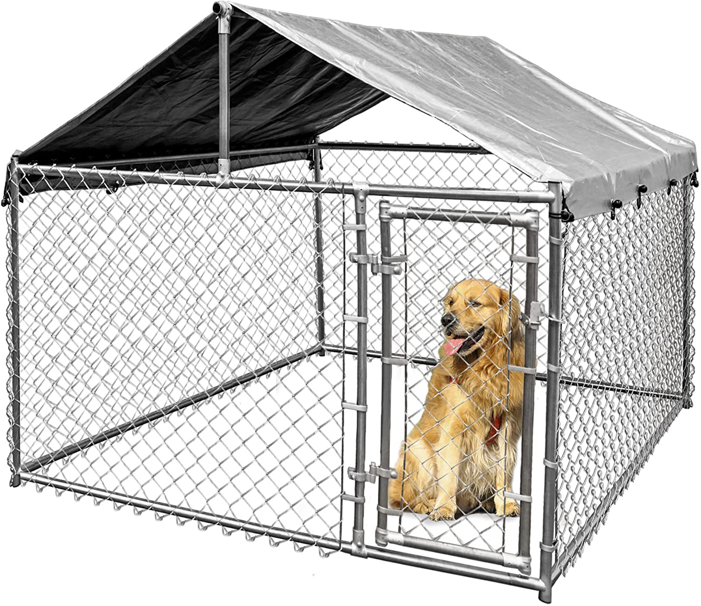 HITTITE Outdoor Chain Link Dog Kennel for Small to Medium Dogs