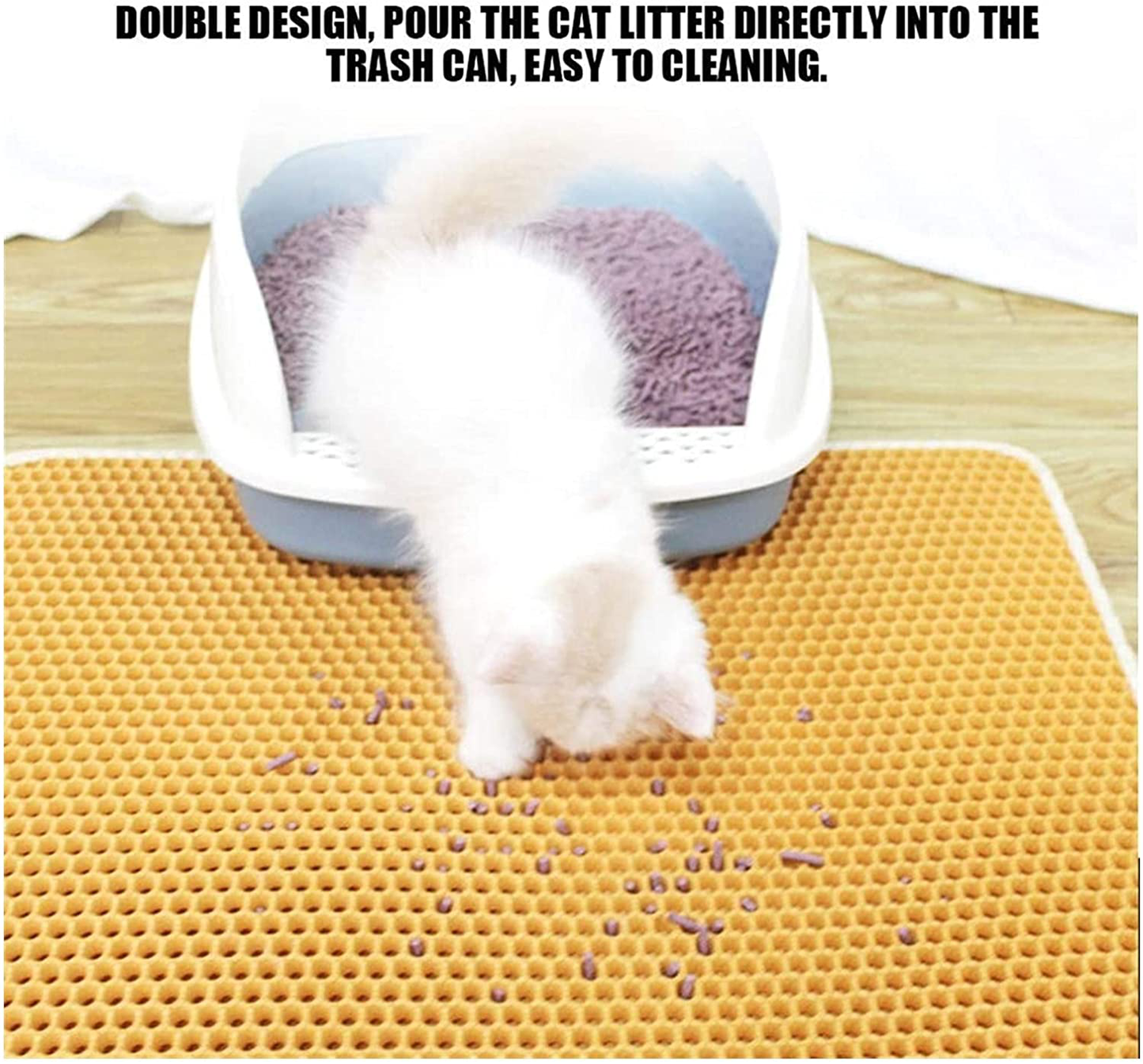 Cat Litter Mat,Pet Feeding Mat Cat Litter Box Mat Scatter Contro Double Layer Honeycomb Design,Easy Clean Washable EVA Material for Kitty Dog Small Animals (Color : 30X30Cm)