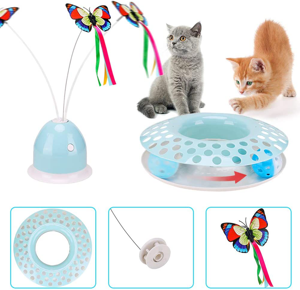 Cat Toys - Funny Automatic Electric Rotating Butterfly & Ball Exercise Kitten Toy,Interactive Cat Teaser Toys for Indoor Cats Animals & Pet Supplies > Pet Supplies > Cat Supplies > Cat Toys Pawzone   