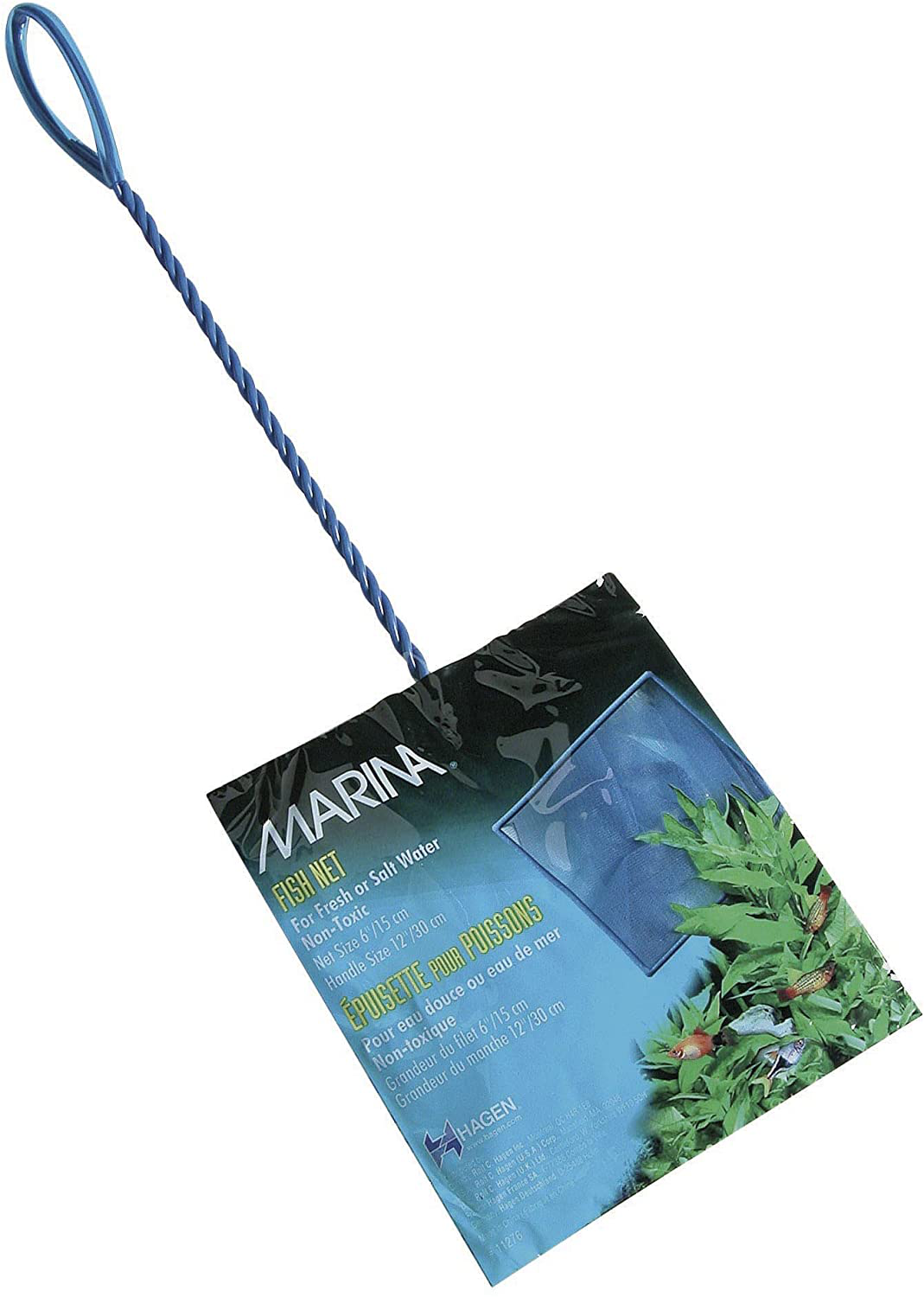 Marina Blue Fine Nylon Net with Handle, Aquarium Maintenance Tool, Blue Animals & Pet Supplies > Pet Supplies > Fish Supplies > Aquarium Fish Nets Rolf C. Hagen (USA) Corp. Large - 6"  