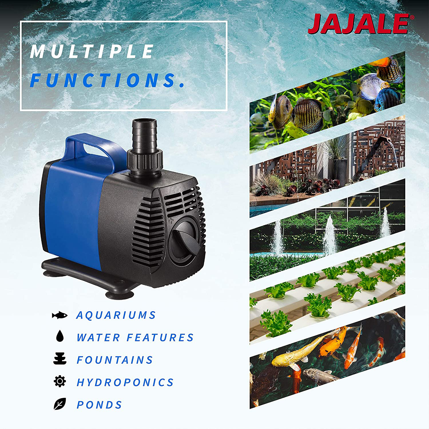 JAJALE JD Submersible Water Pump Ultra Quiet for Pond,Aquarium,Fish Tank,Fountain,Hydroponics Animals & Pet Supplies > Pet Supplies > Fish Supplies > Aquarium & Pond Tubing Tiger Mountain Industrial Co.   