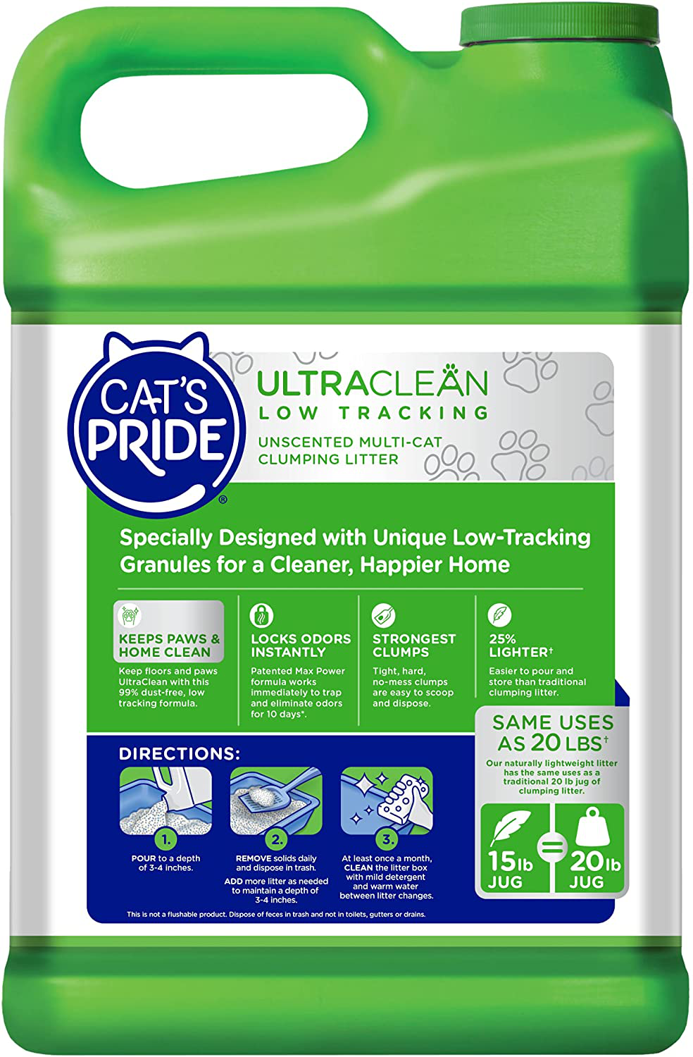 Cat’S Pride Ultra Clean Low Tracking Multi-Cat Clumping Litter 15 Pounds Animals & Pet Supplies > Pet Supplies > Cat Supplies > Cat Litter Cat's Pride   