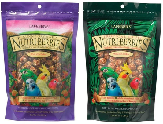 LAFEBER'S Nutri-Berries Parakeet, Cockatiel, Lovebird & Conure Food 2 Flavor Variety Bundle, (1) Each: Papaya Pineapple Mango, Cranberries Apricots Dates, 10 Ounces Animals & Pet Supplies > Pet Supplies > Bird Supplies > Bird Treats LAFEBER'S   