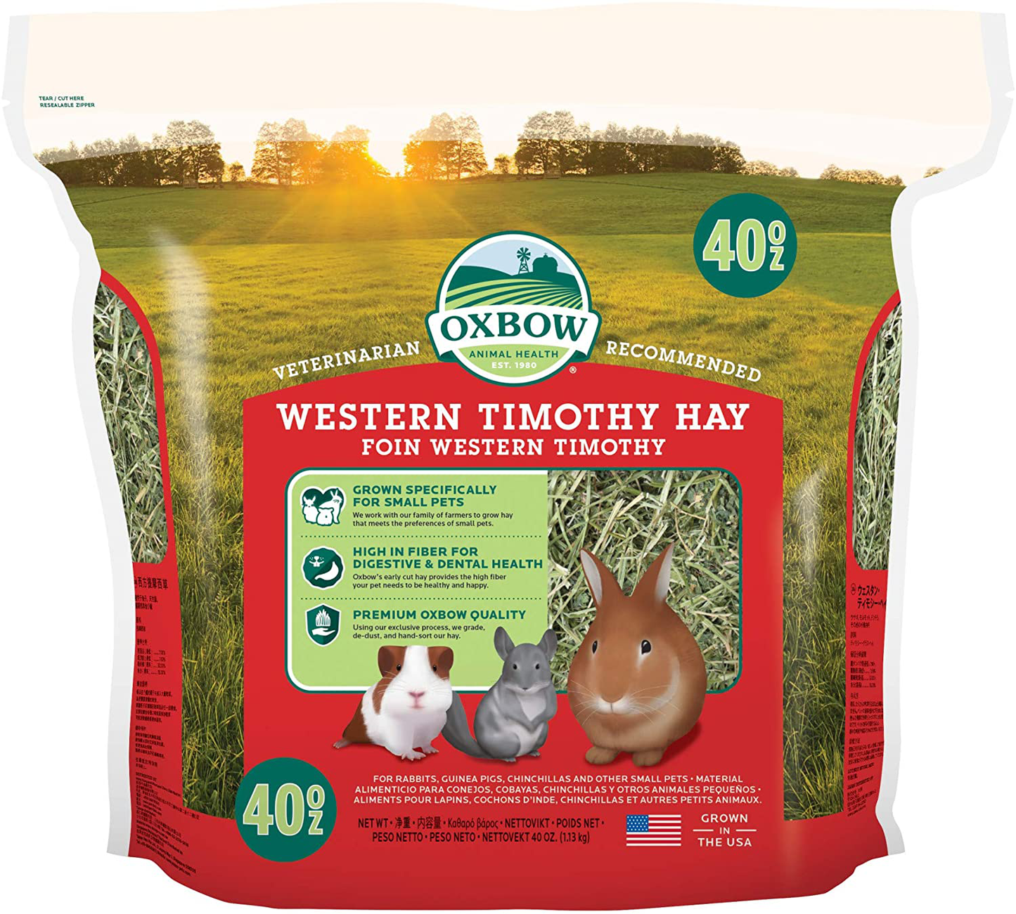 Oxbow Animal Health Western Timothy Hay - All Natural Hay for Rabbits, Guinea Pigs, Chinchillas, Hamsters & Gerbils Animals & Pet Supplies > Pet Supplies > Small Animal Supplies > Small Animal Bedding Oxbow Animal Health LLC 2.5 Pound (Pack of 1)  