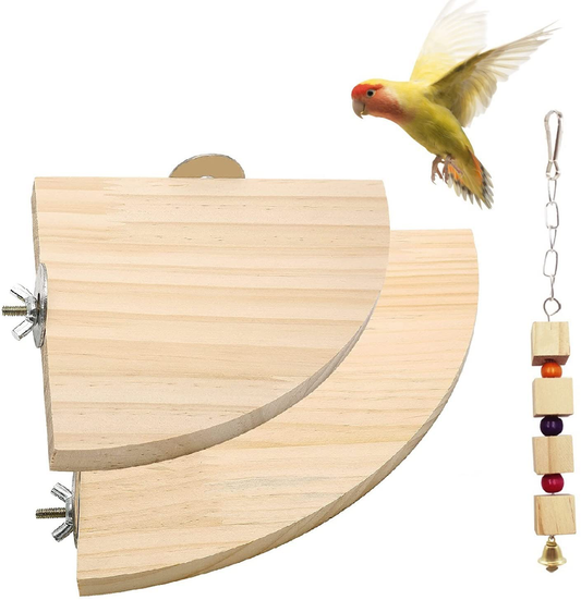 KYHSOM 2 Pack Bird Perch Platform, Wood Perch Bird Platform Parrot Stand Playground Cage Accessories for Small Animals Parrot Parakeet Conure Cockatiel Budgie Gerbil Rat Mouse Chinchilla Animals & Pet Supplies > Pet Supplies > Bird Supplies > Bird Ladders & Perches KYHSOM   