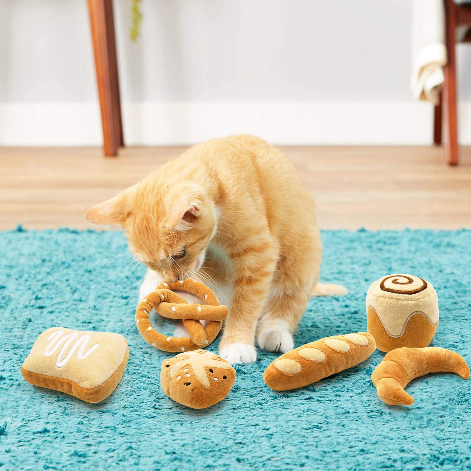 Bread Catnip Toys Kitten Interactive Toys for Cat Lover Gifts Kitty Chew Bite Kick Toys Supplies Baguette Croissant Pretzel Toast Bun Cinnamon Roll Plush Catmint Pet Presents Set of 6 Animals & Pet Supplies > Pet Supplies > Cat Supplies > Cat Toys CiyvoLyeen   