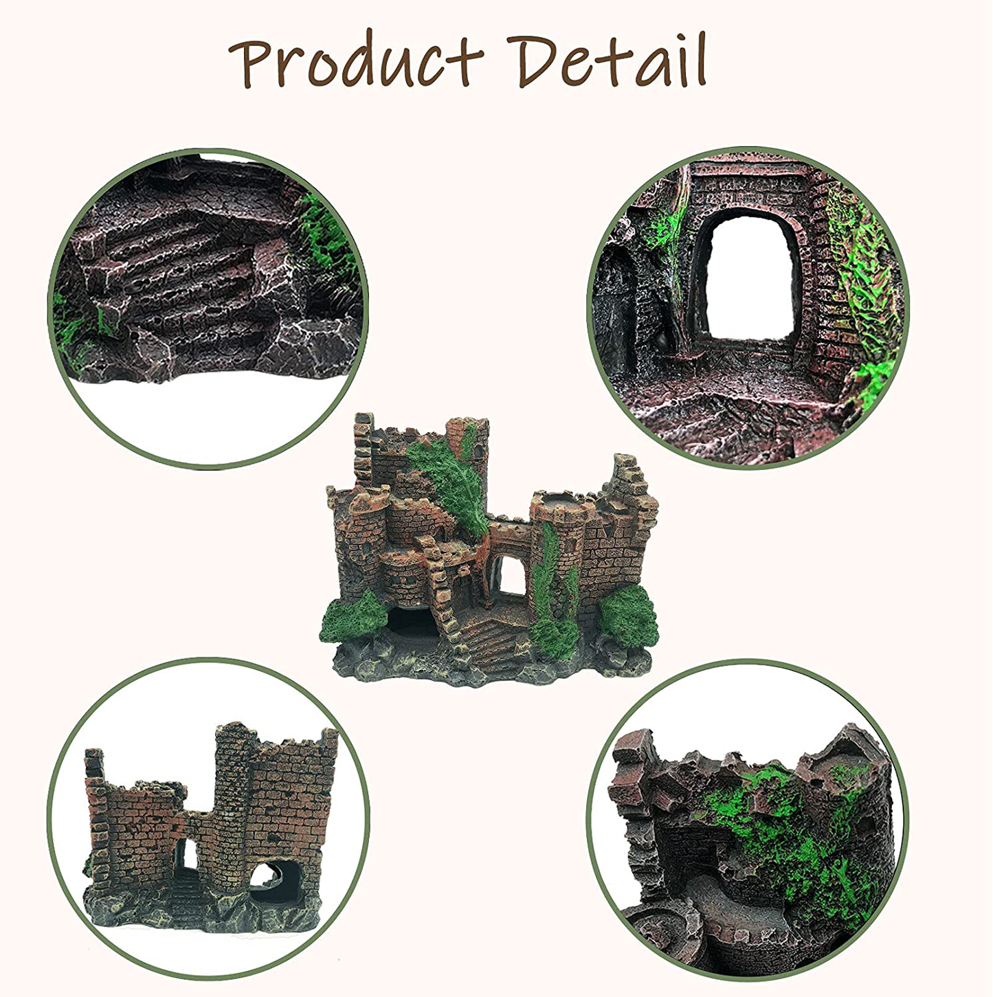 Tfwadmx Resin Classical Castle Reptile Habitat Decorations Lizard Hideouts Cave Coconut Shell Hut Realistic Details Ornament Terrarium Accessories for Bearded Dragons,Snake,Gecko and Hermit Crabs Animals & Pet Supplies > Pet Supplies > Reptile & Amphibian Supplies > Reptile & Amphibian Habitat Accessories Tfwadmx   