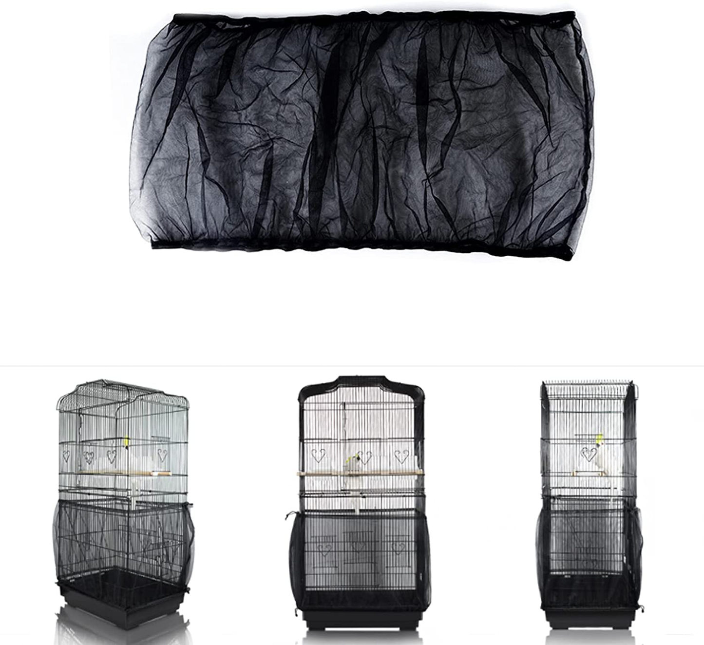 Bird Cage Seed Catcher, Airy Gauze Seeds Bird Cage Cover Guard Dust-Proof Universal Birdcage Accessories Parrot Bird Nylon Mesh Net Cover Stretchy Shell Skirt Traps Cage Basket Soft Light and Breathable Fabric Animals & Pet Supplies > Pet Supplies > Bird Supplies > Bird Cage Accessories ISMARTEN   