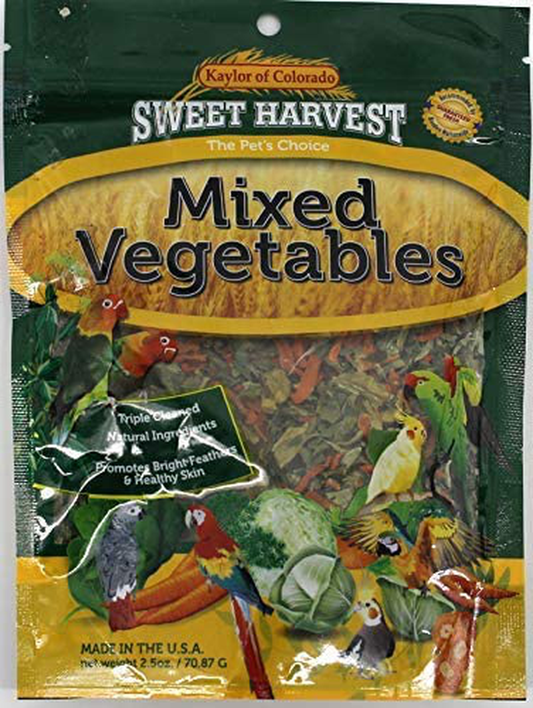Sweet Harvest Mixed Vegetables Treat, 2.5 Oz Bag - Real Vegetables for Birds - Cockatiels, Parakeets, Parrots, Macaws, Conures Animals & Pet Supplies > Pet Supplies > Bird Supplies > Bird Treats Sweet Harvest   