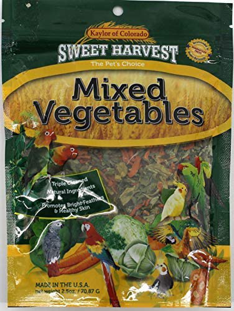 Sweet Harvest Mixed Vegetables Treat, 2.5 Oz Bag - Real Vegetables for Birds - Cockatiels, Parakeets, Parrots, Macaws, Conures