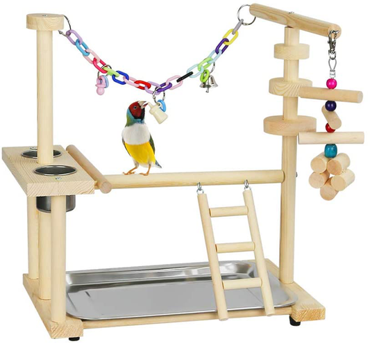 Exttlliy Parrots Bird Playground Birdcage Playstand Play Gym Parakeet Playpen Ladder with Feeder Cup Bird Toys Swing Chew Toy Animals & Pet Supplies > Pet Supplies > Bird Supplies > Bird Gyms & Playstands Exttlliy   