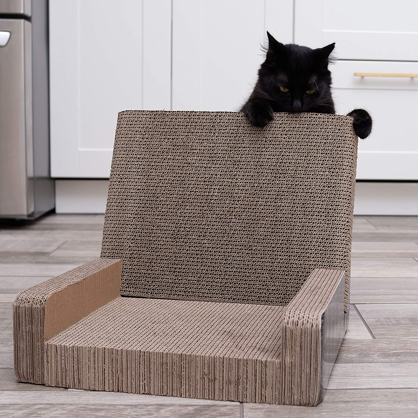 PURRFECT POUCH Luxe Cat Lounger and Cat Scratcher Toy Made of Extra Think Extra Corrugated Cardboard, Reversible for 2X the Scratching (Catnip Included)
